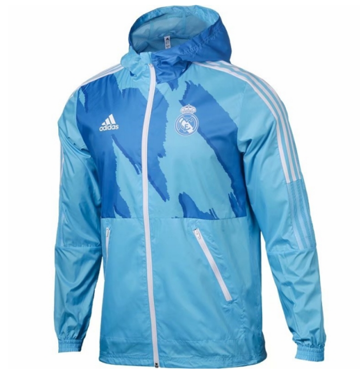 2021/22 Real Madrid Blue Windbreaker Hoodie Jacket